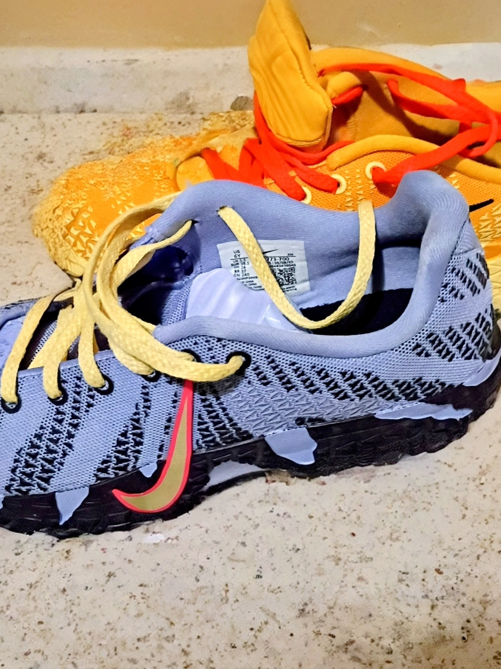 Nike Kids' Light Blue and Yellow Performance Sneakers